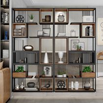 Shelf Iron Art Partition Living Room Floor High Flower Racks Solid Wood Simple Minima Modern Industrial Wind Office Bookshelves