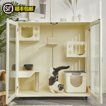 Cat cage villa solid wood large space luxury three-layer cat cabinet cage Household cat house Indoor house cat supplies