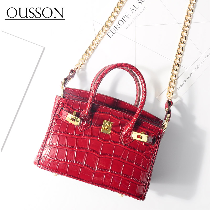 Summer small bag female 2018 new wave fashion handbag chain crocodile pattern platinum bag shoulder Messenger bag