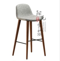 Stainless steel simple Nordic modern solid wood bar chair designer fashion creative high foot chair stool studio chair bar chair
