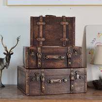 Nordic retro suitcase wooden box ornaments clothing shop window display photography props