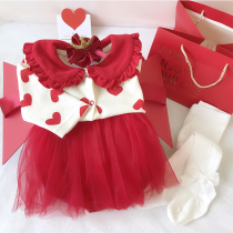 High-end newborn baby gift box clothes set princess dress full moon baby gift 100 days old gift autumn and winter