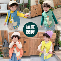  Childrens waistcoat autumn thickened baby vest men and women baby spring and autumn Western style autumn and winter wear horse clip waistcoat childrens clothing