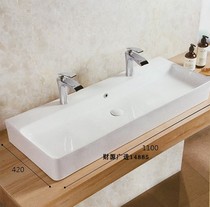 Square table upper basin ceramic embedded wash basin wash basin super large size special Basin 1 meter 1 Basin double hole