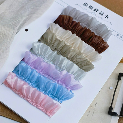 taobao agent Original hand -made book clothes, baby clothing auxiliary materials cuff collar collar lace border double -layer ultra -soft bead light yarn folds