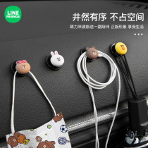 LINE FRIENDS car interior car paste small hook cartoon seat back front row car interior hook pair