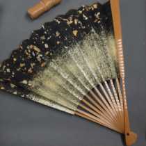 Meng Hutangs same folding fan BoToday fan 95-inch 18 square boutique sprinkled with gold jade bamboo folding fan
