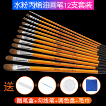 Gouache brush Acrylic paint painting Primary school art with Yuanfeng wolf brush oil painting pen brush set
