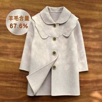 Girl woolen coat childrens woolen coat female child double-sided cashmere trench coat 2021 autumn and winter new childrens clothing