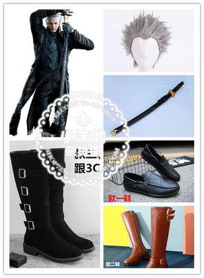 Devil May Cry 5 DMC5 Vergil Black Shoes Cosplay Boots