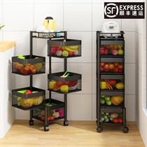 Multi-function rotatable vegetable rack Kitchen shelf Floor-to-ceiling multi-layer cart Vegetable and fruit supplies storage shelf
