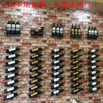 Restaurant wine rack wall-mounted European-style wine rack wine cabinet wrought iron upper wall wine bottle display rack wall wine rack