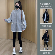 Pregnant womens autumn coat fashion style 2023 spring and autumn new foreign style loose cardigan top womens autumn two-piece set