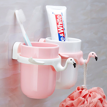 Creative Children Cartoon Toothbrush Rack Wall-mounted Teeth Frame Adorable Toothbrushing Cups Shelve Mouthwash Cups Toiletries