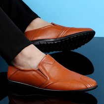 Tide brand lazy Bean shoes mens fashion trend Joker soft leather mens shoes British style work driving shoes casual leather shoes