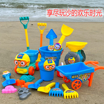 Thickened childrens beach toys baby play sand sand digging shovel cart hourglass bucket set play water play snow toys