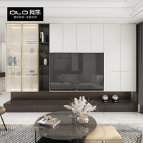 Customized Golden Music TV cabinet modern simple living room integrated background wall cabinet light luxury overall customization