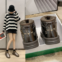 Cute snow boots women tide 2021 Winter new short boots warm plus velvet thick bread shoes thick bottom cotton shoes women