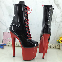 Leecabe new sexy hate sky high boots hot lace-up pole dance boots fun model high heels 3K