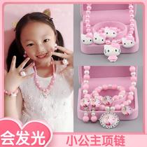 Childrens jewelry box Princess jewelry set necklace bracelet ear clip earring ring storage box girl baby Aisha