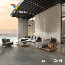 Nordic outdoor sofa teak rattan furniture hotel outdoor balcony sales office leisure area solid wood sofa combination