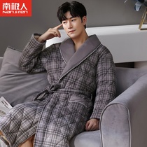 South Pole mens winter mens pyjamas 3 layers thickened pure cotton clip cotton sleepwear winter bathrobe winter bathrobe and warm housekeeping home