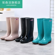 Lightweight soft rubber small size simple water shoes mens wellies high tube deodorant increase short tube rubber rain shoes womens trend