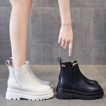 Stars with leather Inner height booties female thick soled versatile English Martin boots thin autumn and winter single boots