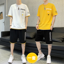 Mens short-sleeved t-shirt 2021 new summer casual sports suit clothes mens fashion handsome with a set of T