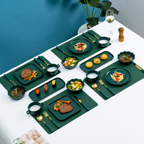 Steak plate Western tableware knife fork and spoon set Net celebrity combination full set of household ceramic plate Light luxury Nordic style