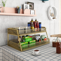 Kitchen table storage table storage rack double-layer snacks finishing bar storage artifact storage rack