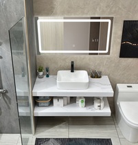 Nordic double-layer marble table wash basin washbasin bathroom cabinet