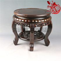 Mahogany round stool Vase Porcelain bonsai fish tank base Jade decoration Wood carving frame Buddha statue base