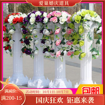 New wedding European style Roman column road guide wedding road flower opening celebration store layout guide road silk flower