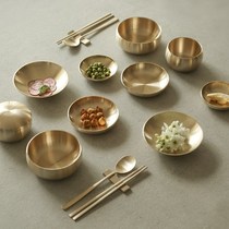 South Korea imported food broadcast little sister with the same gold and copper high-grade tableware with rice bowls dishes spoons and chopsticks 17