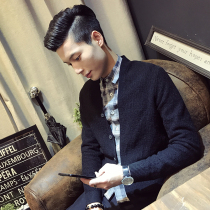 Black Knitted Mens Thin 2021 Autumn New Korean Fashion Cardigan Sweater Jacket Mens Sweater