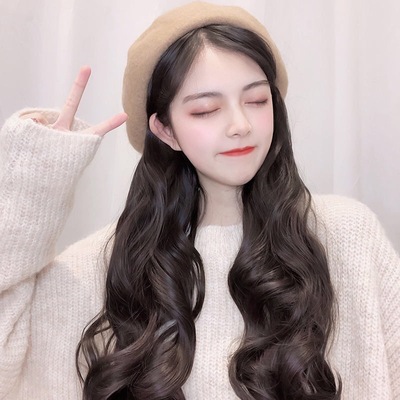 taobao agent Internet celebrity winter pseudo -maternal wig Men's female and female female and men with big waves long wavy curly hair women's big guy hat wig integrated