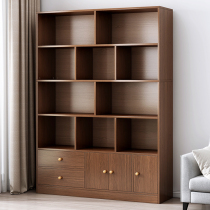 Bookcase modern minimalist containing cabinet Nordic dust-proof bookshelf integrated whole wall light and luxurious living room display case with door wood cabinet