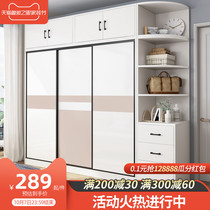 Sliding door wardrobe home bedroom modern simple wooden cabinet bag installation solid wood sliding door simple coat cabinet