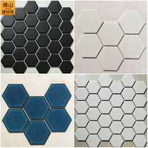 Blue kiln hexagonal tile mosaic kitchen toilet non-slip floor tile bar wall brick puzzle background wall