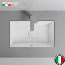 Italian KERASAN ceramic under-table basin Rectangular flat bottom 30cm wide Small size balcony washbasin narrow