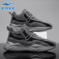 Hongxing Erke mens shoes 2021 new winter sports shoes high board shoes plus velvet cotton shoes running shoes dad shoes