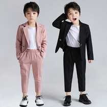 Boy pink suit foreign-style childrens small suit flower girl dress suit boy model show show costume spring and autumn