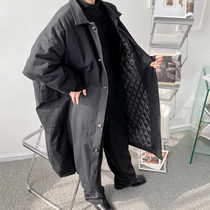An Chuqi winter abstinence mid-length loose padded coat trendy mens wear Japanese thick windbreaker over-the-knee jacket