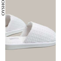 Oysho white waffle low heel home indoor fashion slippers bag head drag female 11026780001