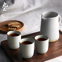 Day Style Ceramic Coffee Sharing Pot Handcrafted Coarse Pottery Coffee Cup Hand Flush Pot Suit Brief Tea Cup Fair Cup Home