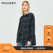 MOUSSY Spring and Autumn New lapel retro check single-breasted casual shirt women 010DAA11-4800
