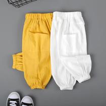 Childrens trousers Summer baby thin anti-mosquito pants Boys loose casual pants Childrens western style all-match nine-point pants