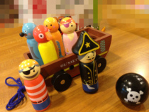 Pirate ship hand truck trailer Bowling wooden educational toys childrens foreign trade export tail box inventory cleaning