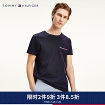 Tommy 21 new spring and summer mens casual fashion pure cotton color label webbing fresh short-sleeved T-shirt 16600